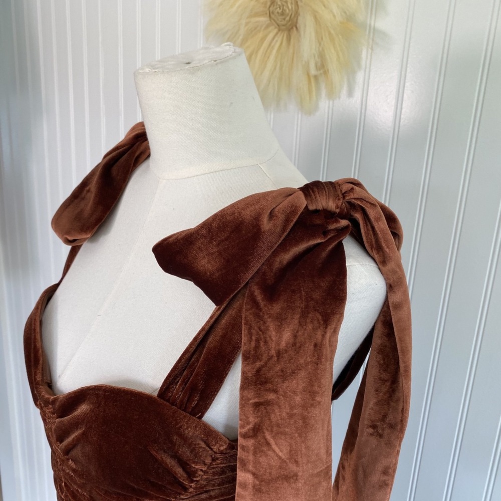 So Me Womens Velvet Regencycore Maxi Dress Size S Tiered Babydoll Boho Cottage - Picture 5 of 16